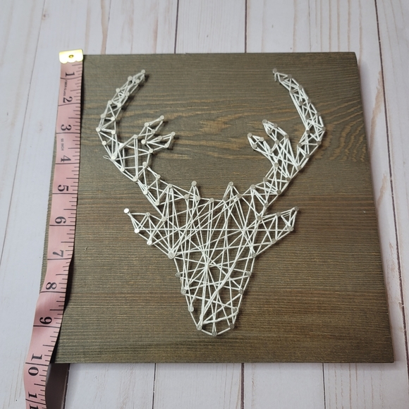 String wall art deer buck picture wooden 10"×10" - Picture 4 of 5